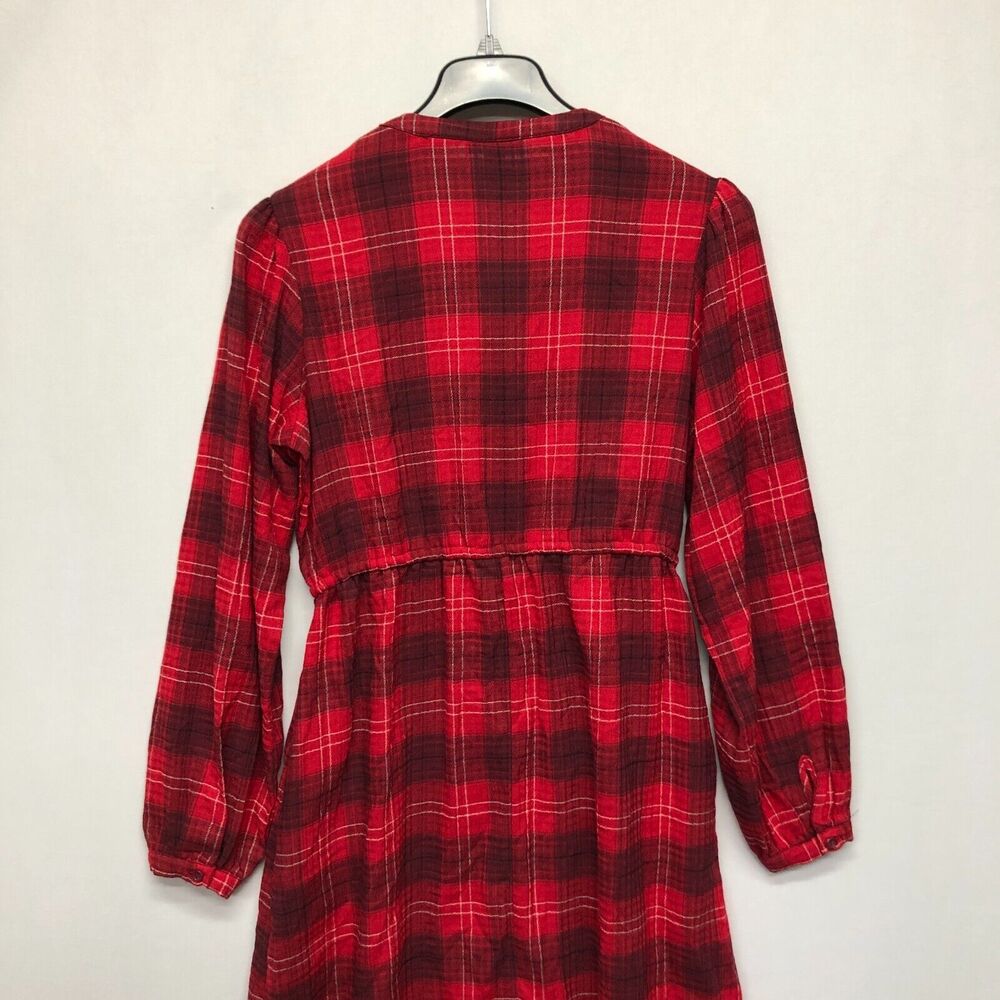 NWT Knox Rose Women Long Sleeve Plaid Dress Size Medium Red B275 -26 - Picture 15 of 16